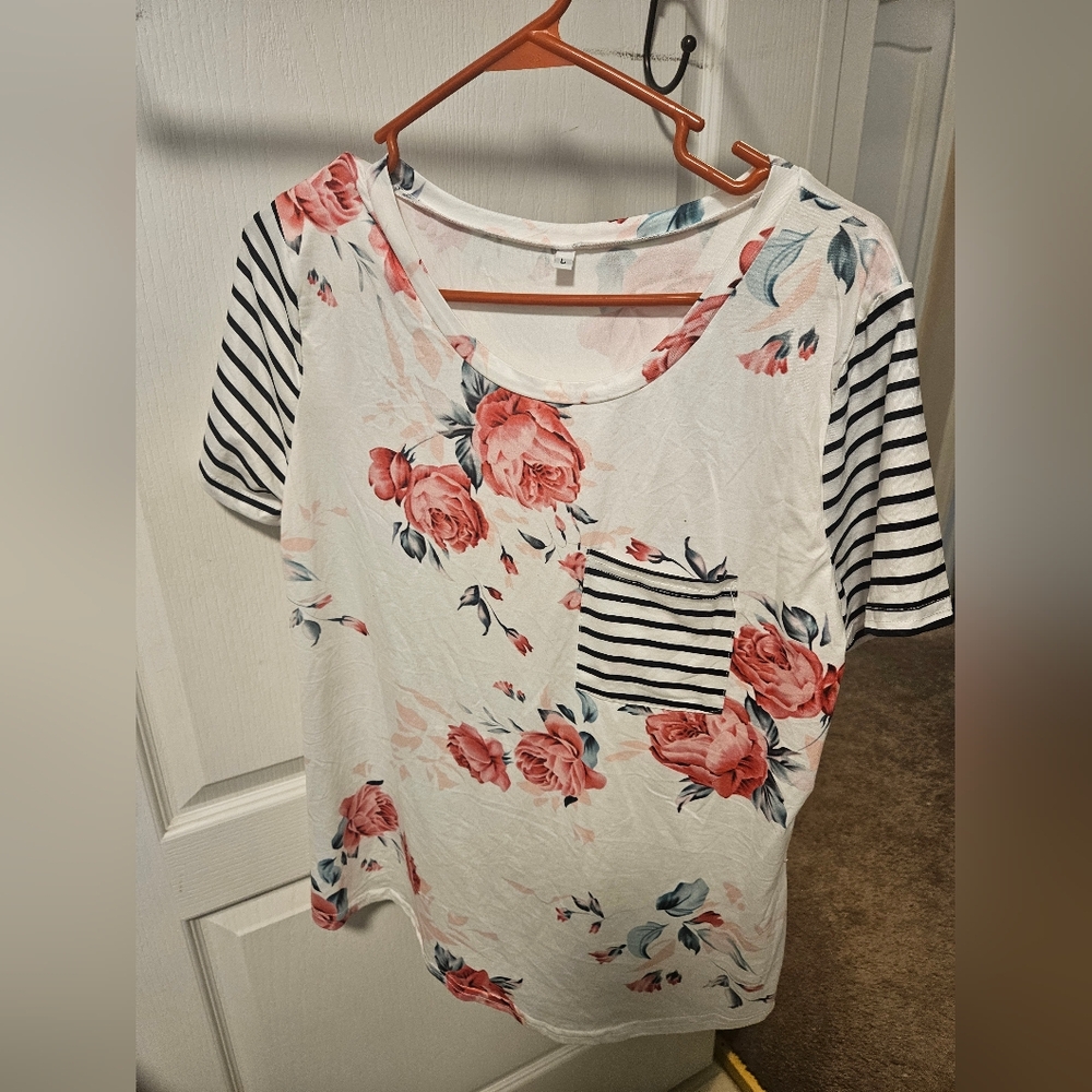 Floral and Striped Women's Top